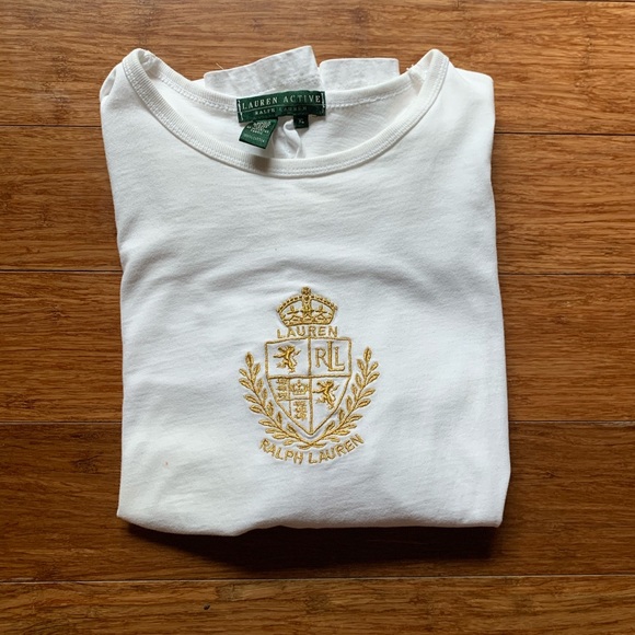 Ralph Lauren Tops - RALPH LAUREN GOLD EMBROIDERED TEE